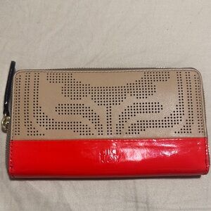 Orla Kiely tan and orange Perforated Wallet